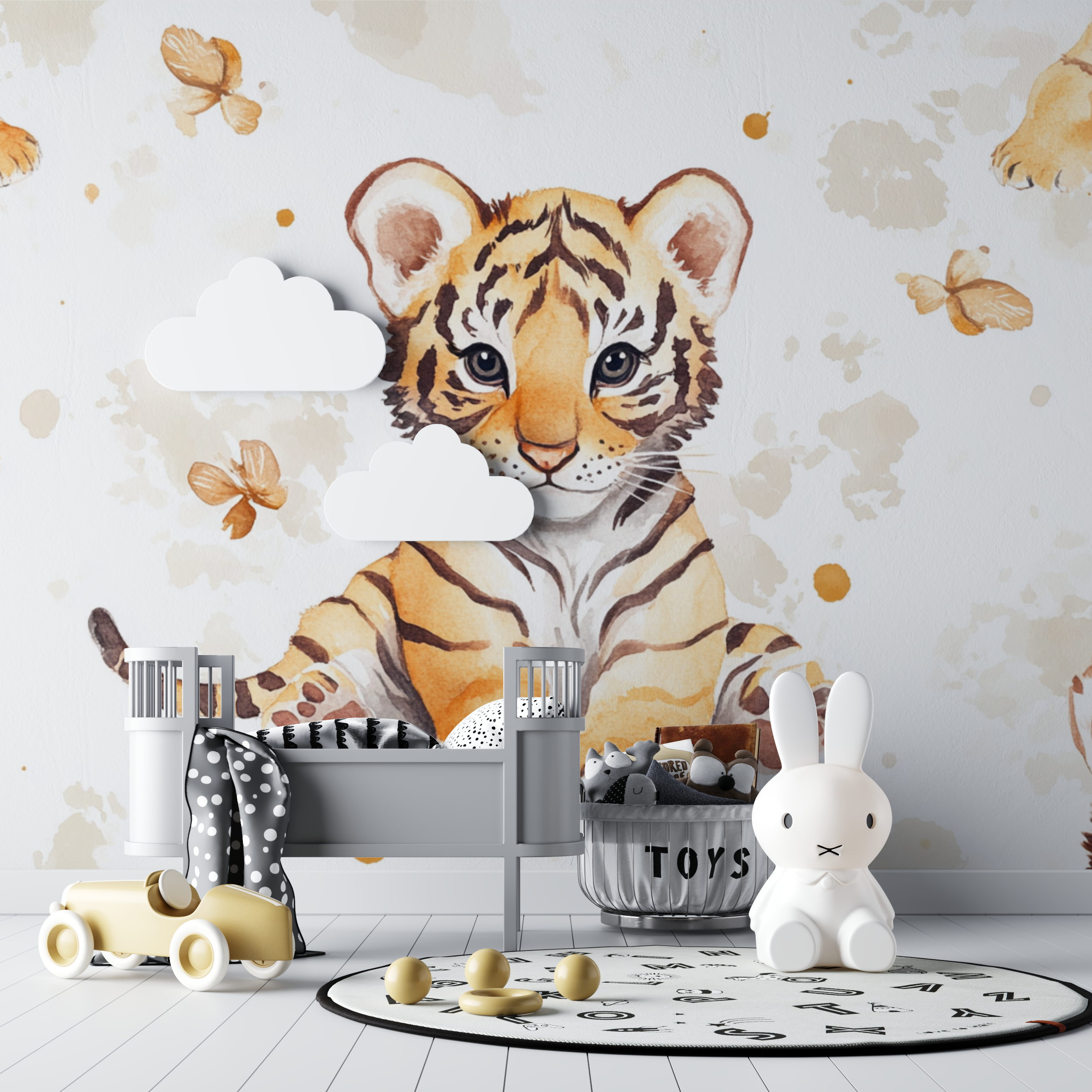 Papier peint tigre mignon bebe tipi