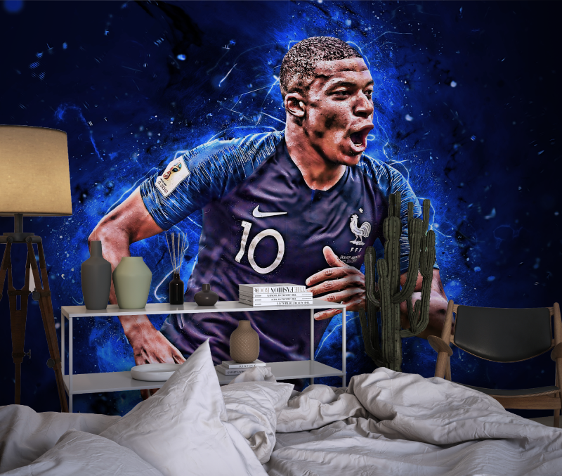 Papier peint chambre garcons 10... foot mbappe chambre dado1