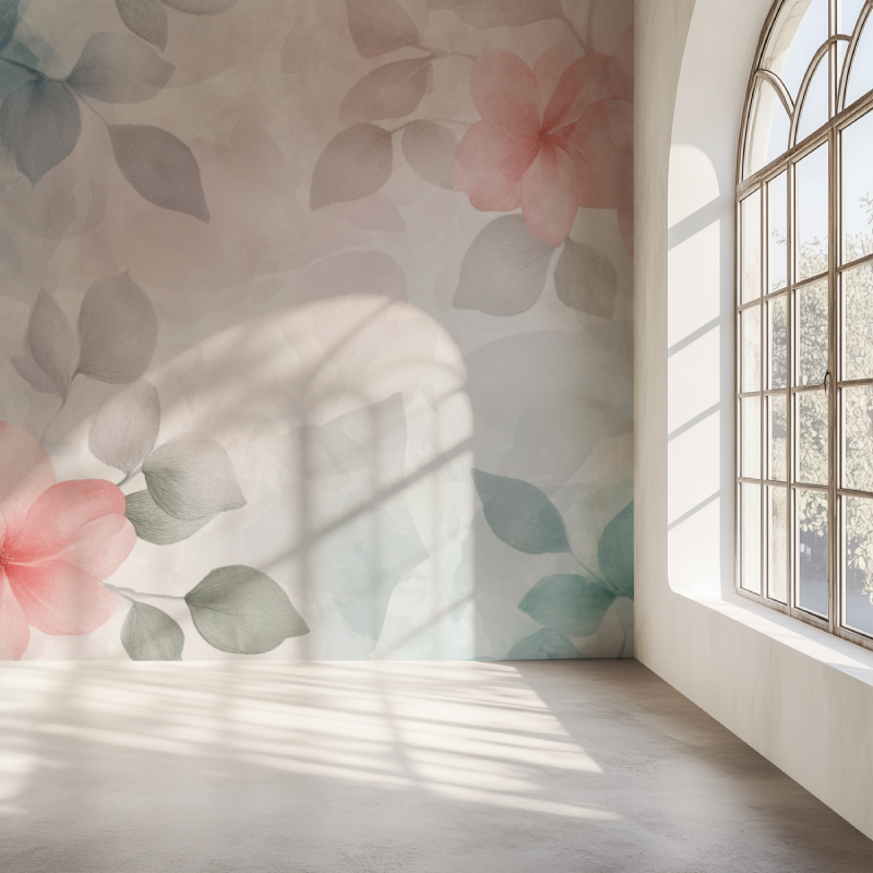 Papier peint fleur chambre bebe mur simple