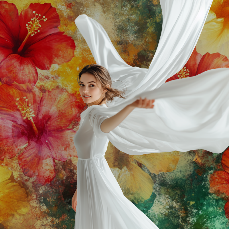 Papier peint fleur hawaienne modele