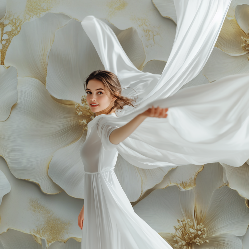 Papier peint fleur dore modele