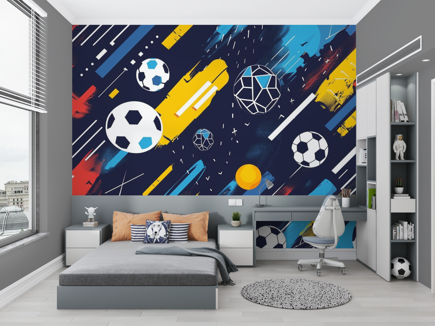 Papier peint foot enfant chambre petit