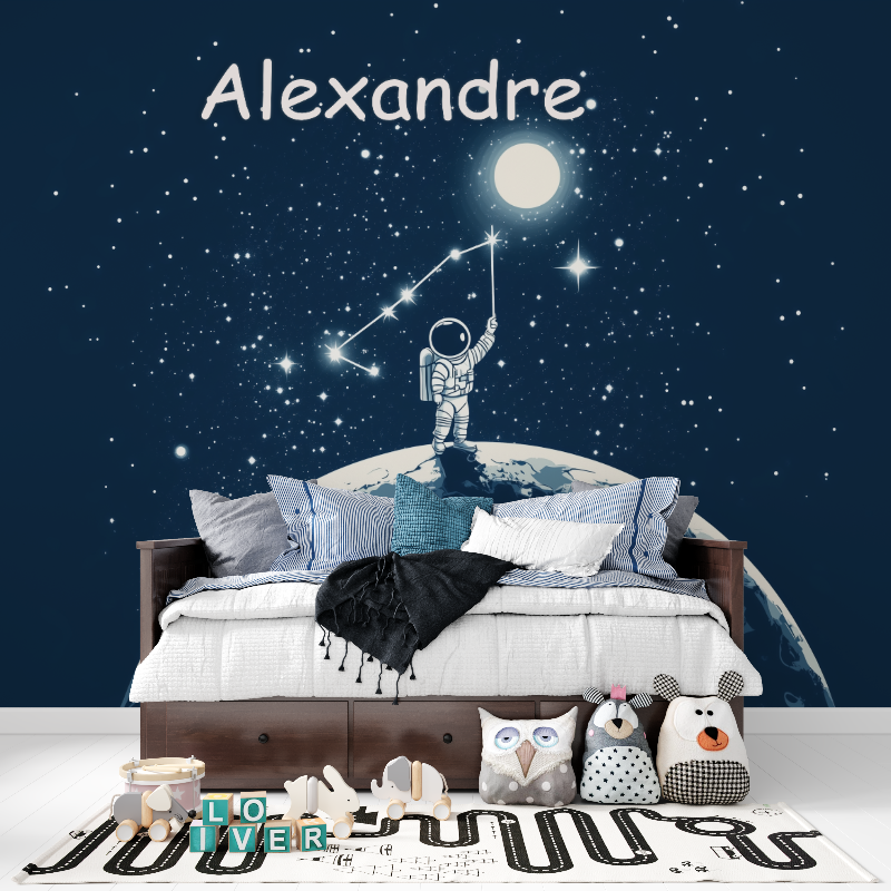 Papier peint prenom garcon astronaute panoramique garcon