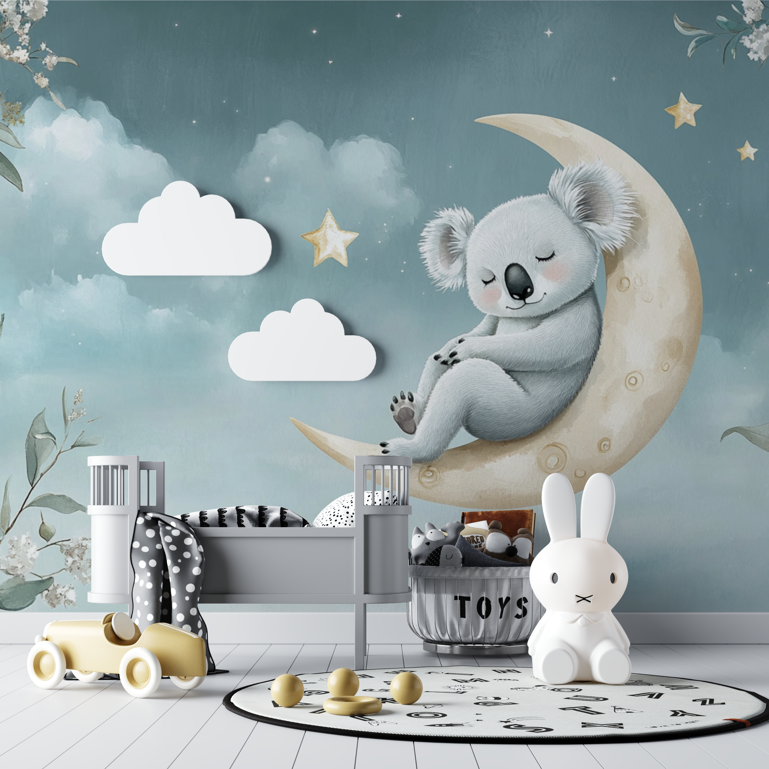 Papier peint koala reveur sur la lune bebe tipi