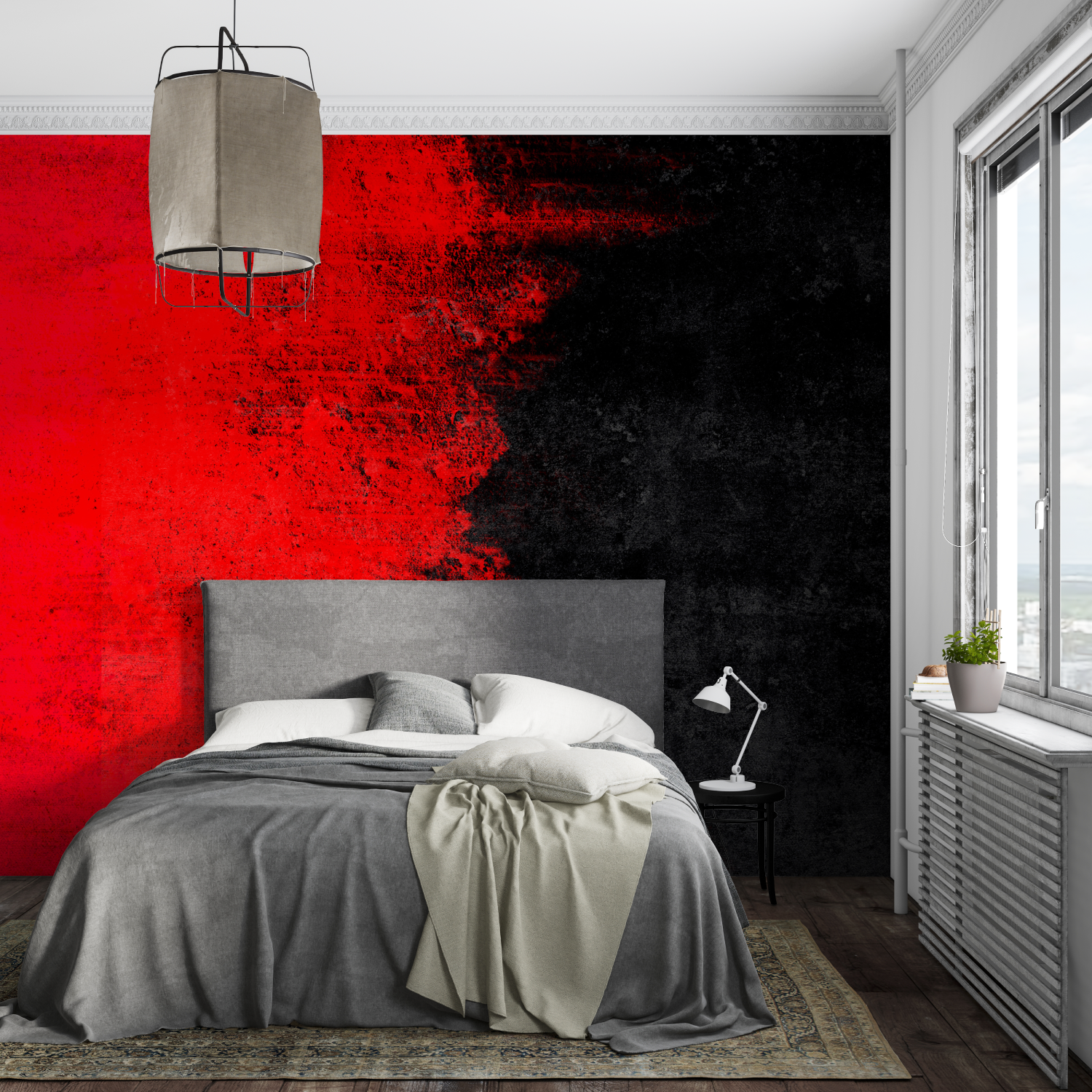 Papier Peint Noir Et Rouge Dégradé - mural