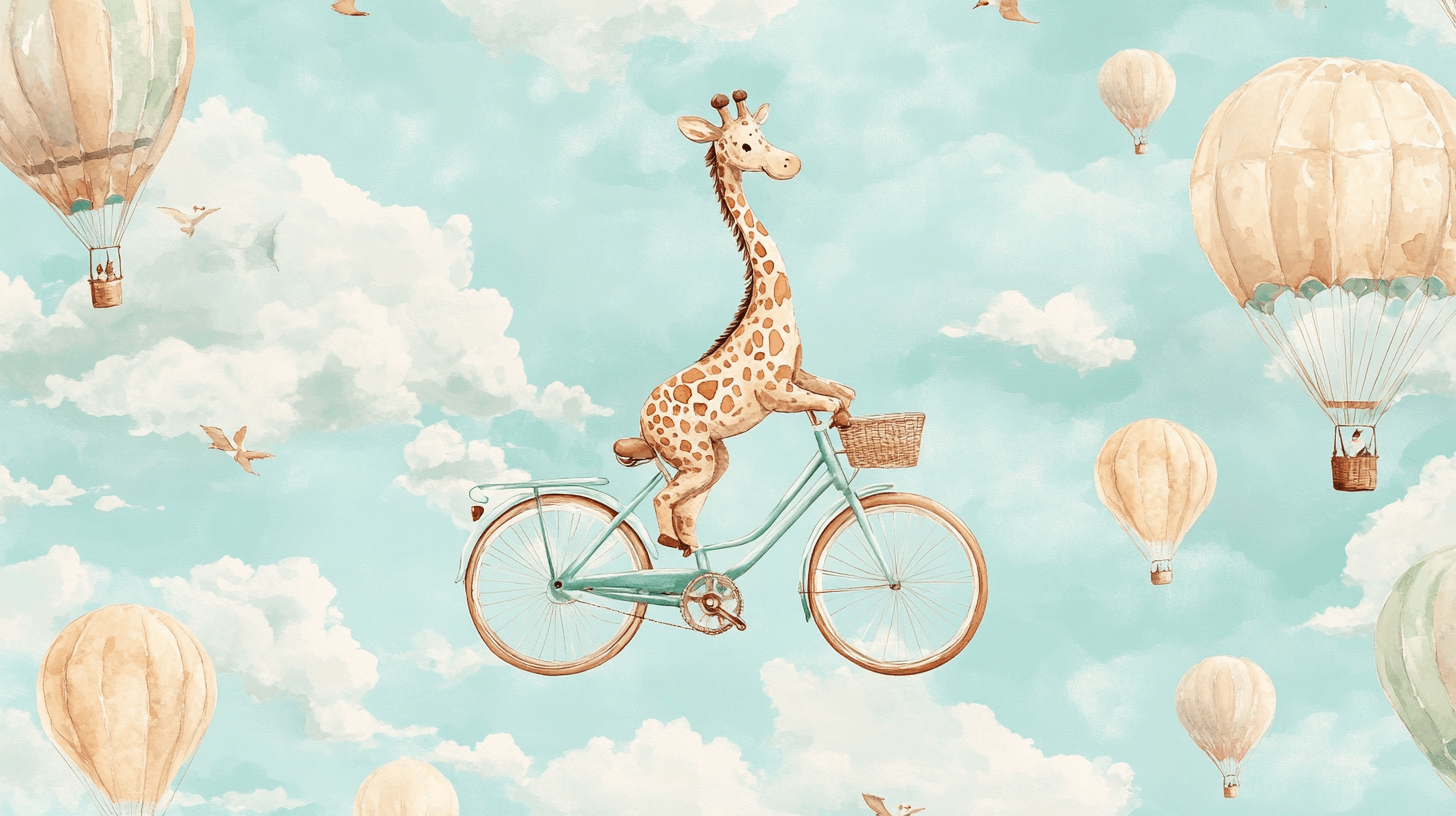 Papier Peint Animaux Girafe Beige Sur Vélo