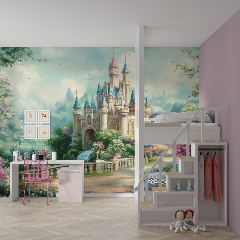 Papier peint princesse disney magique mur chambre fille
