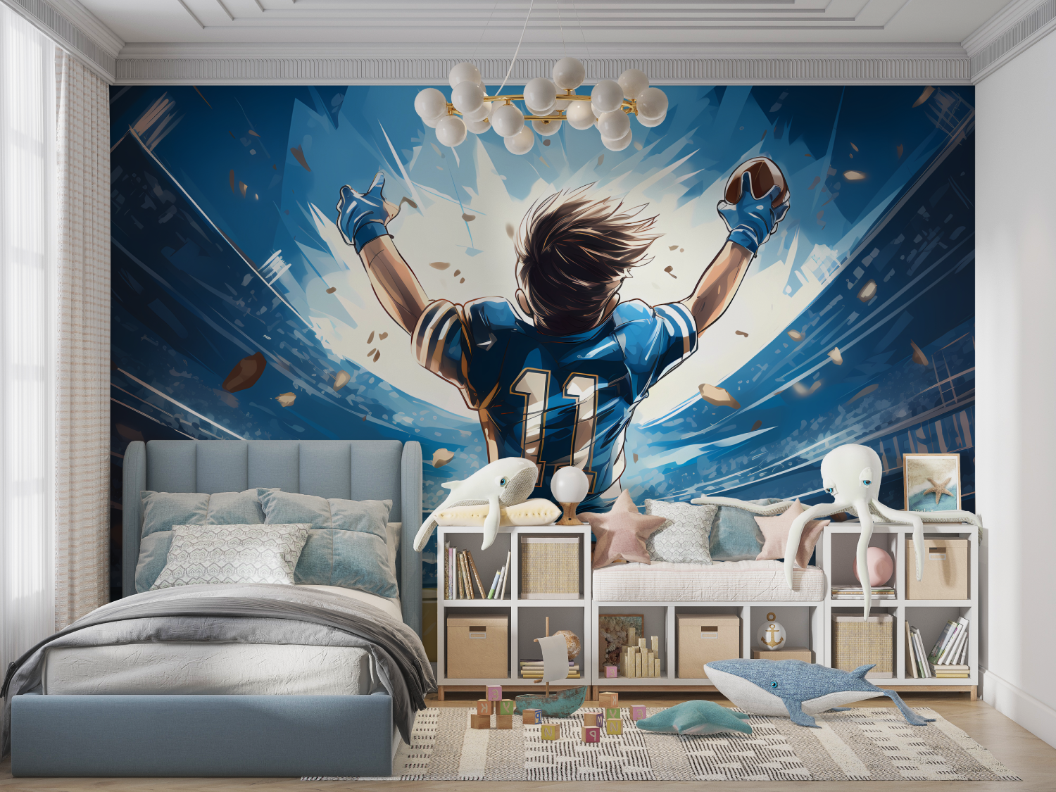 Papier peint joueur de foot anime panoramique garcon