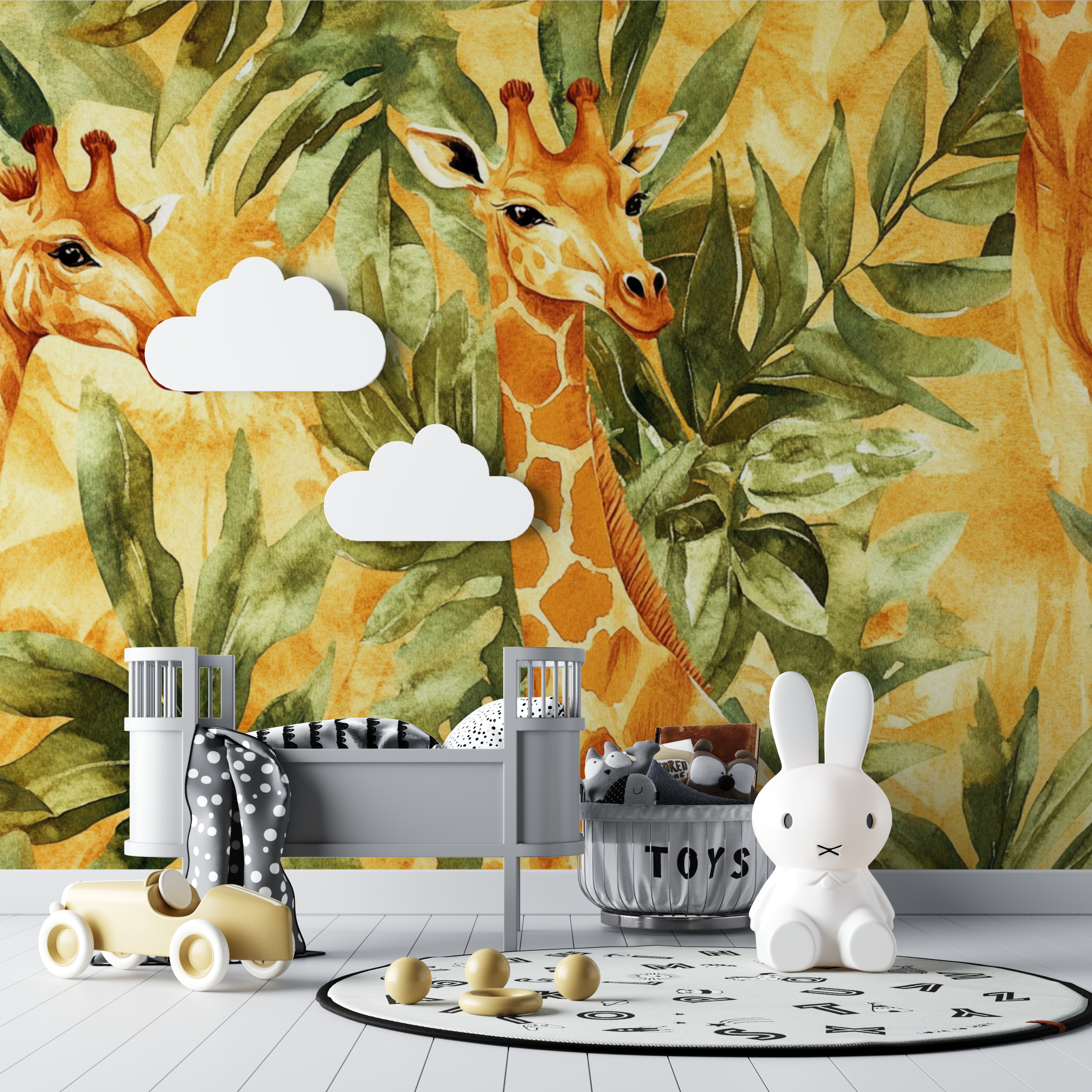 Papier peint animaux safari girafe et co bebe tipi