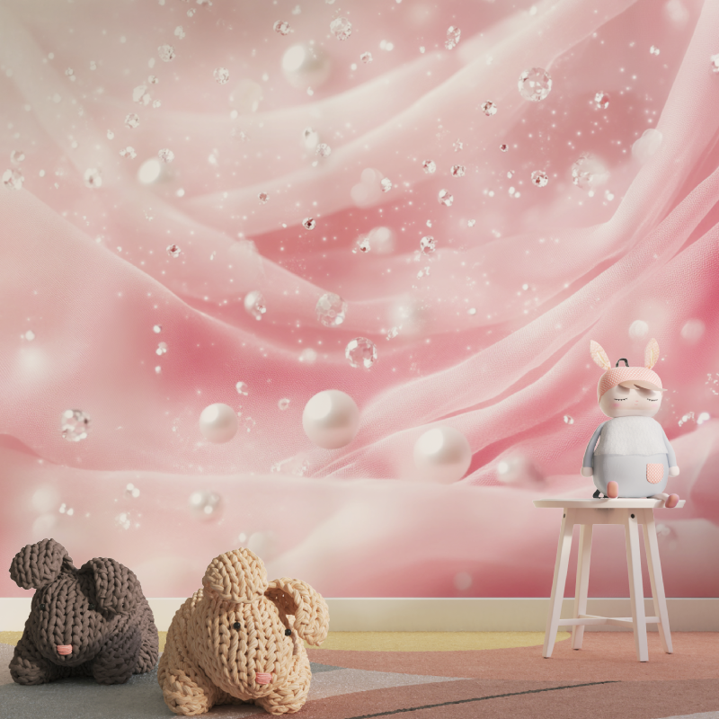 Papier peint princesse voile rose tapisserie pour fille