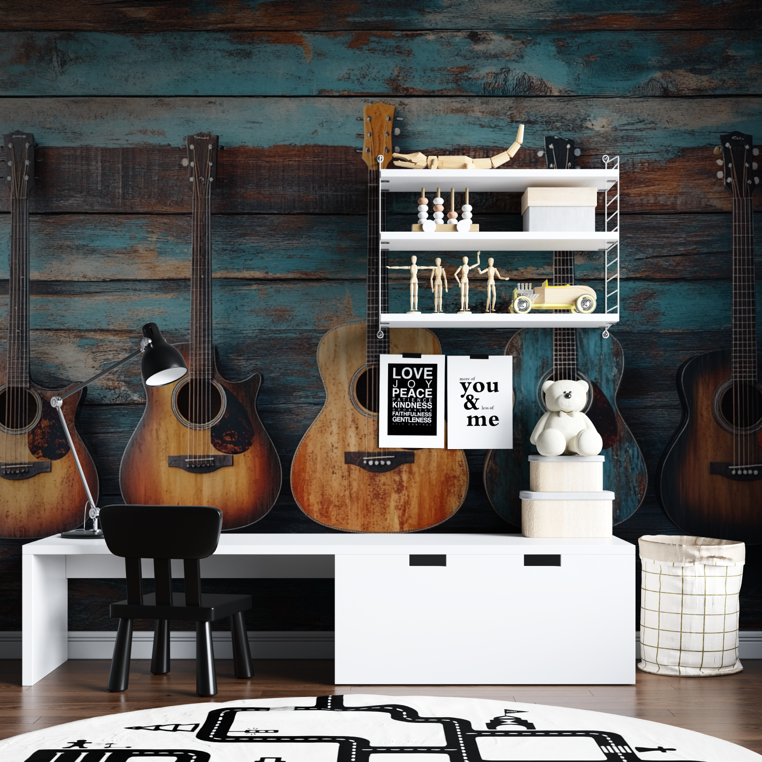 Papier peint musique acoustique tapisserie garcon