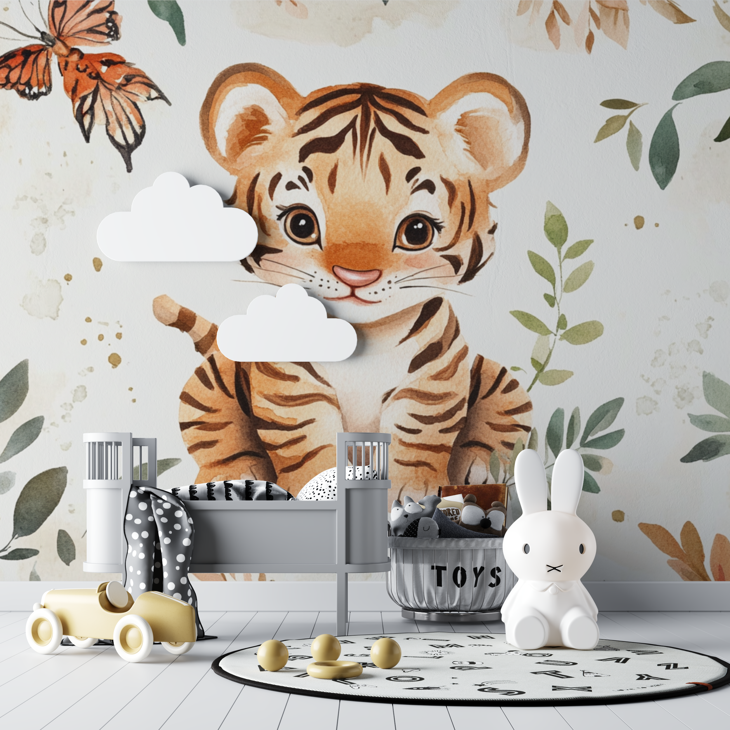 Papier peint tigre safari enfant bebe tipi