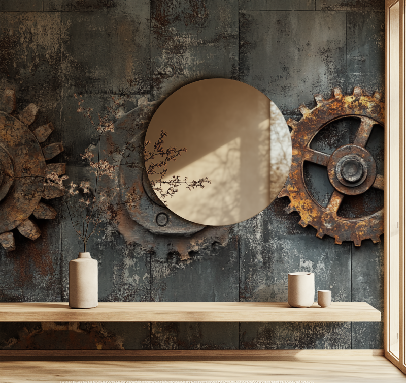 Papier peint vintage usine miroir