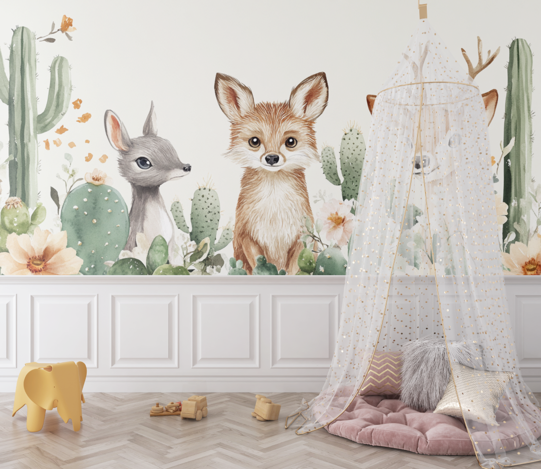 Papier peint animaux jungle savane douce bebe