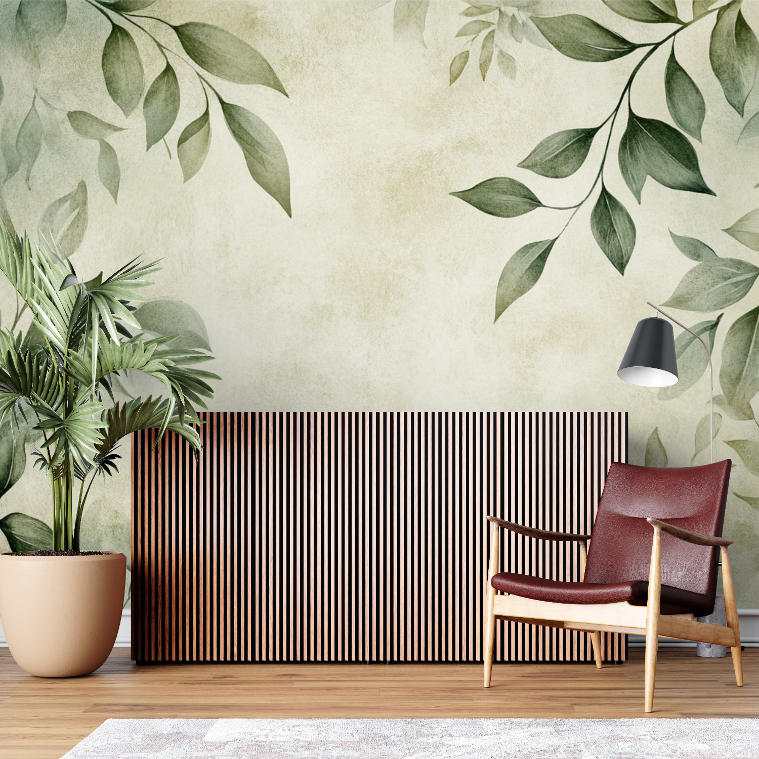 Papier peint vintage feuilles sur mesure