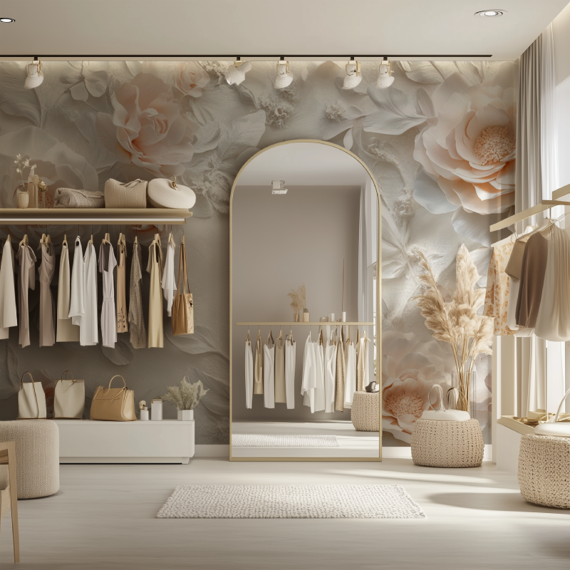 Papier peint fleur 3d dressing