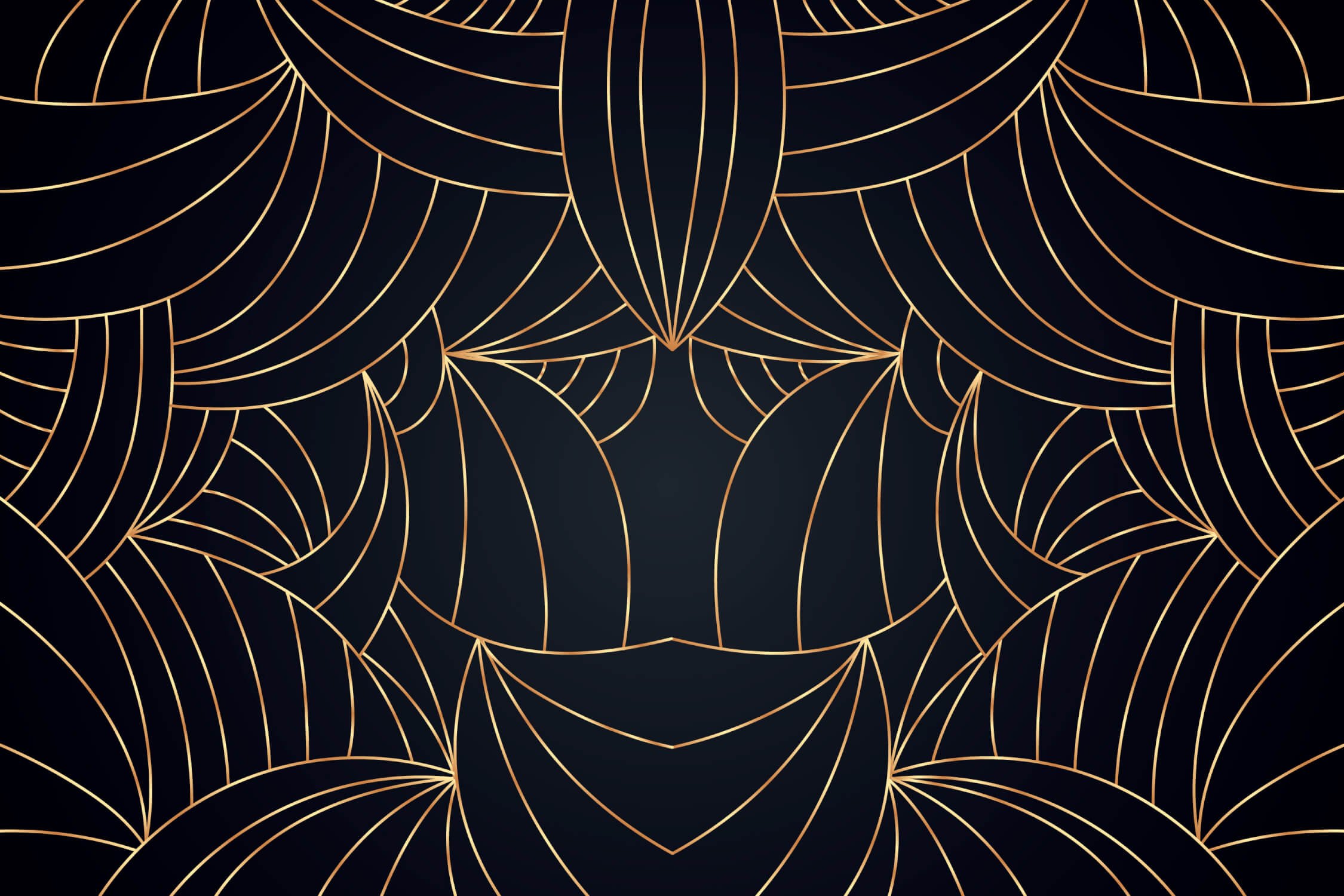 Papier Peint Art Déco Noir Et Or