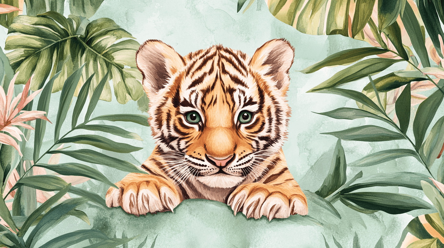 Papier Peint Tigre Et Feuillage Tropical