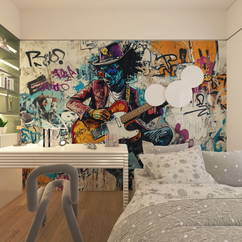 Papier peint musique graffiti couleur chambre adolescents