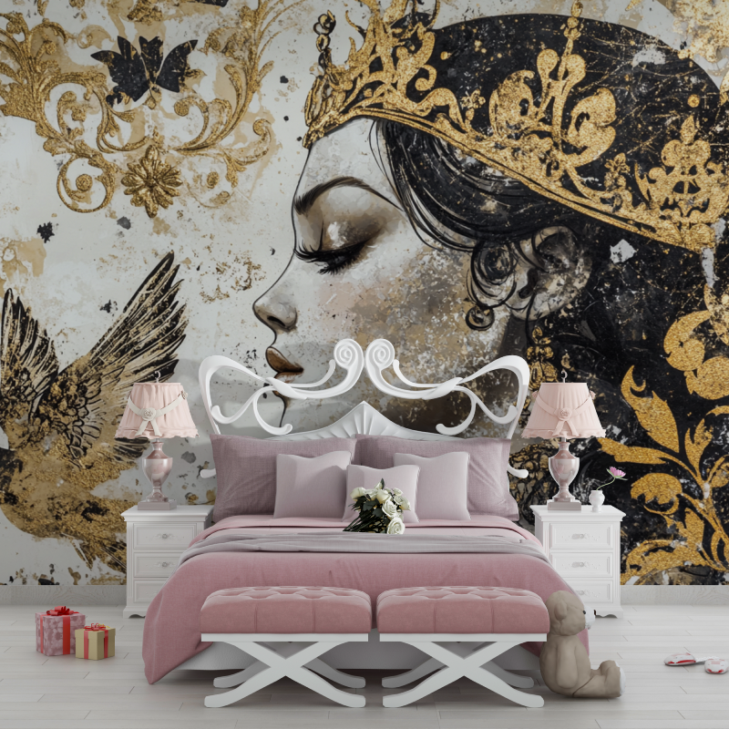 Papier peint princesse doree chambre filles