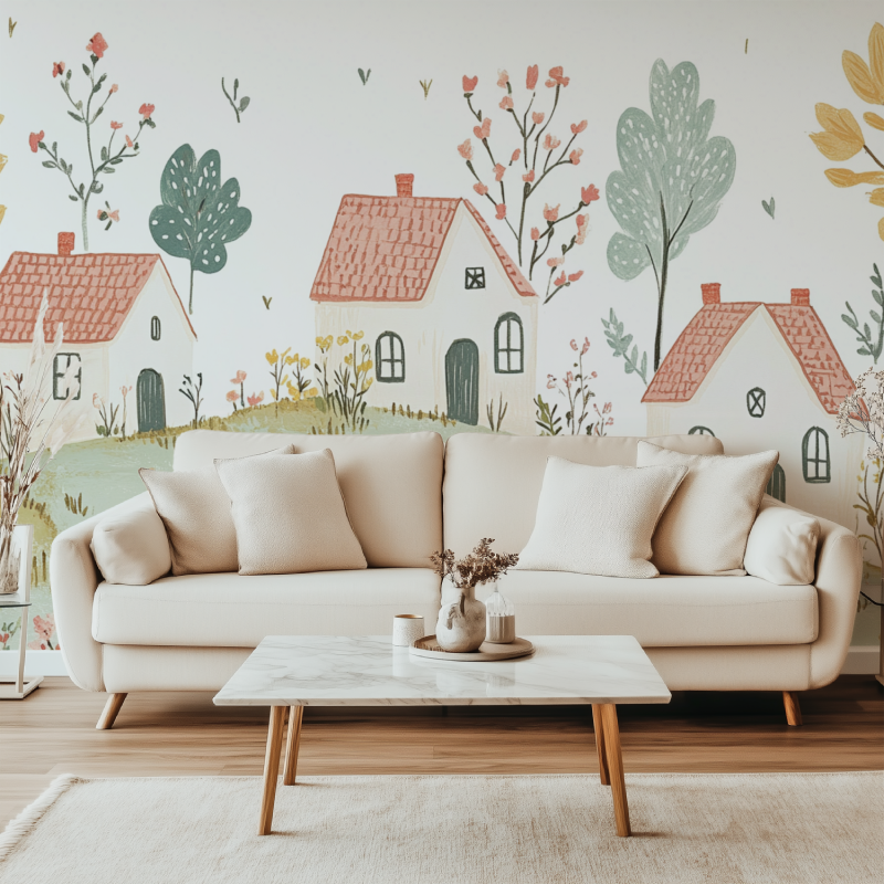 Papier peint vintage cottager canape simple