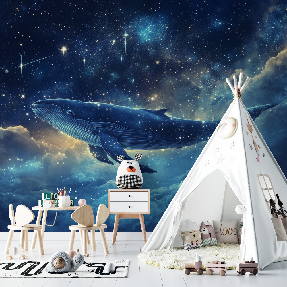 Papier peint marin baleine celeste chambre bebe