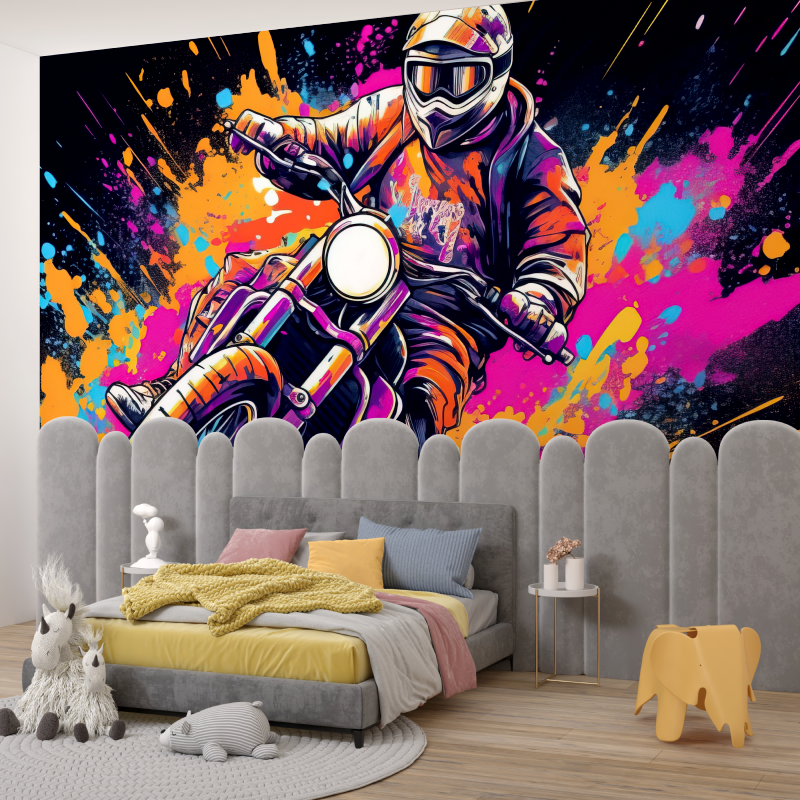 Papier peint chambre graffiti moto garcon345