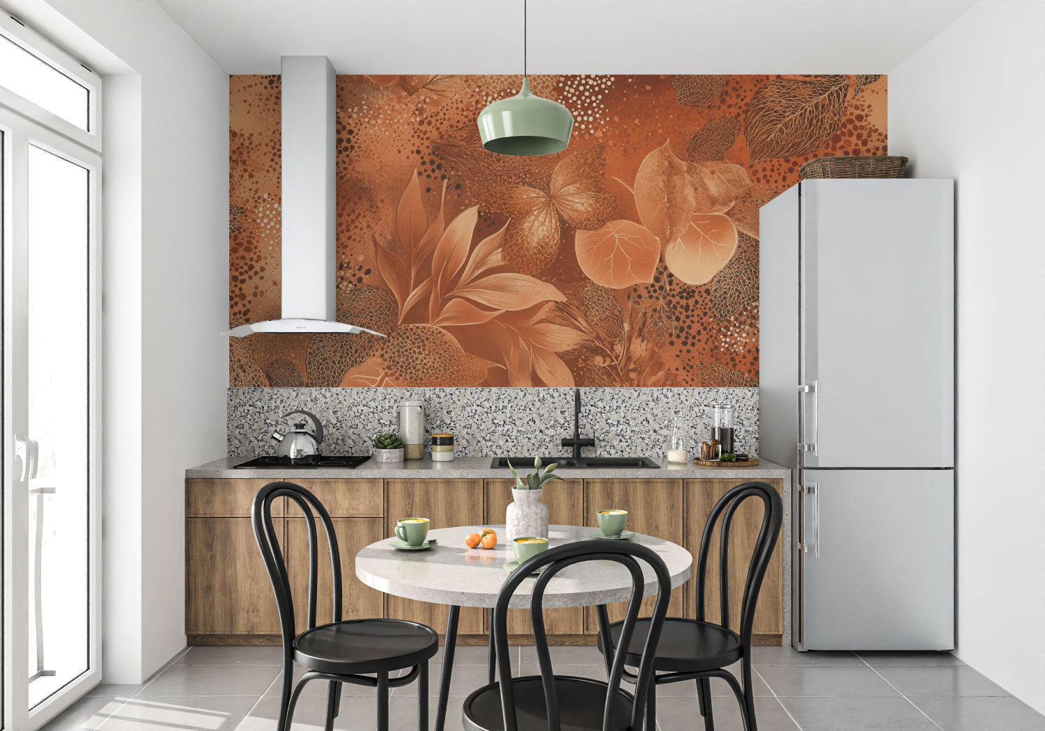 Papier peint terracotta esprit ...le amazonienne mur cuisine