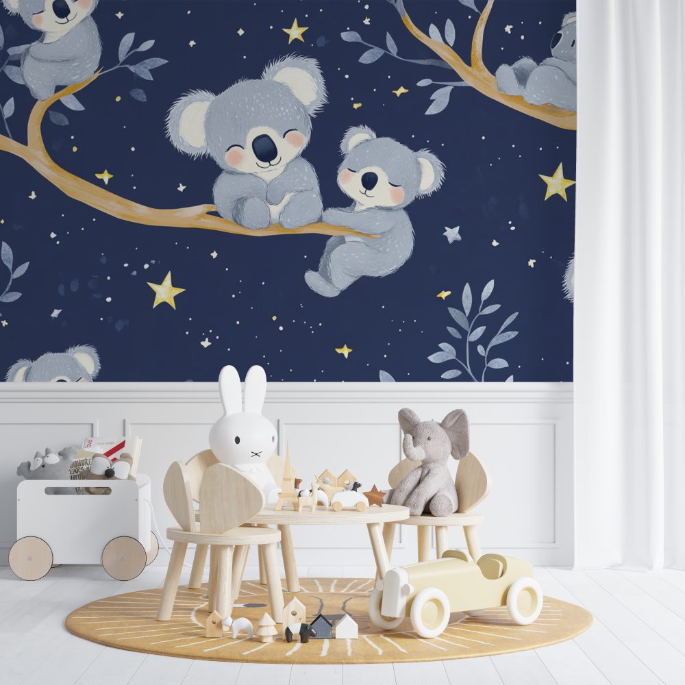 Papier peint koala parmi les etoiles chambre de bebe