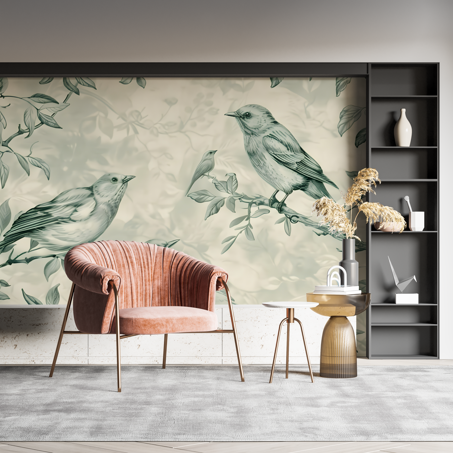 Papier Peint Oiseaux Vert - mural