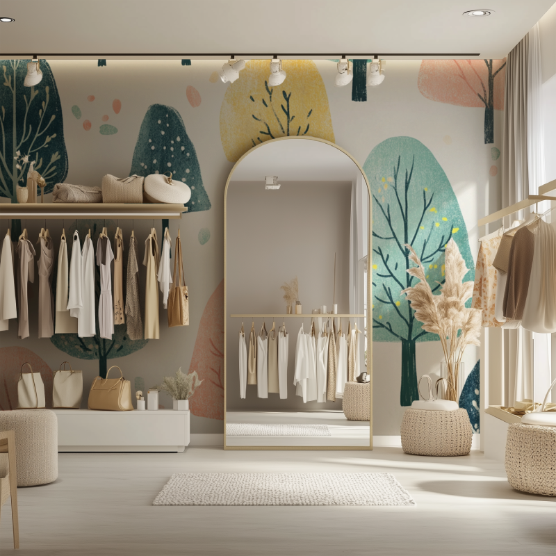 Papier peint arbre nature naive dressing