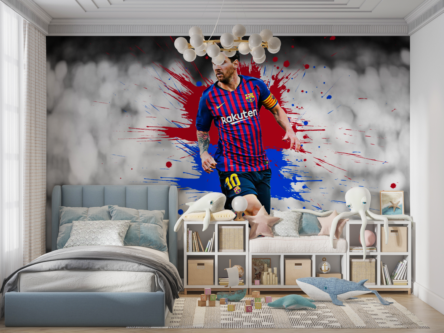Papier peint foot messi panoramique garcon