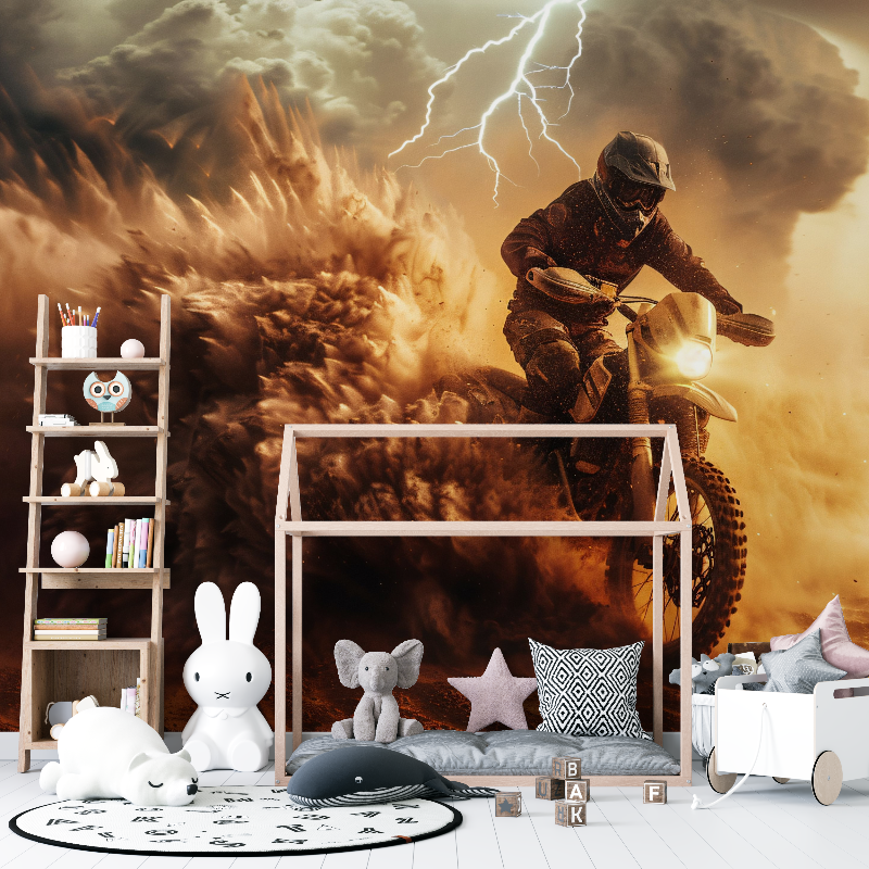 Papier peint moto cross desert en feu 12