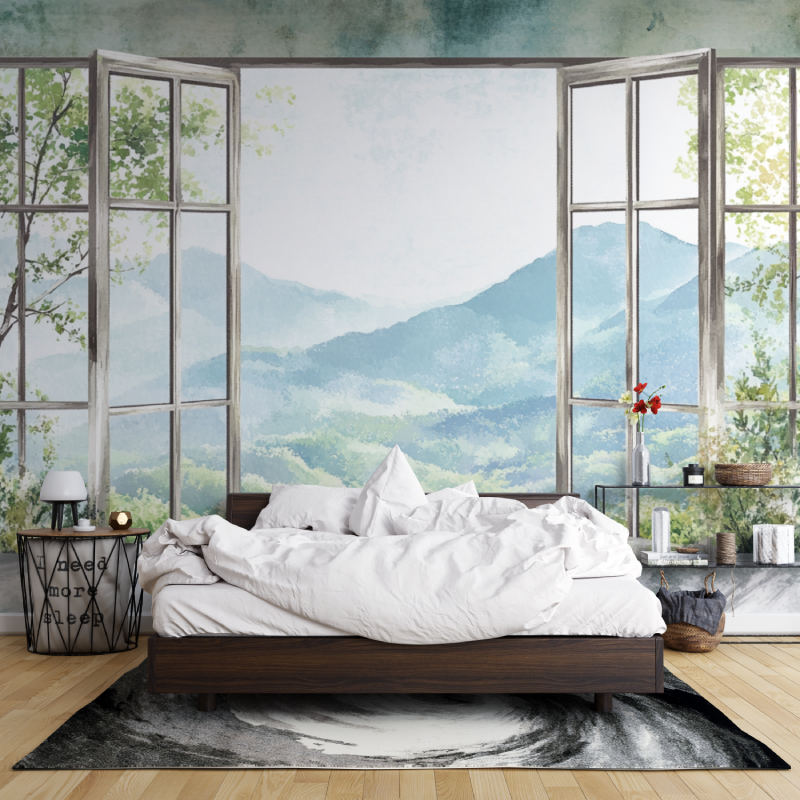 Papier peint fenetre trompe loeil leroy merlin mur