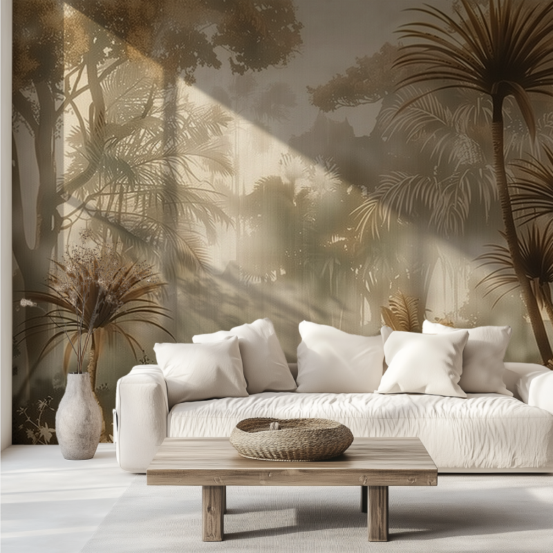 Papier peint jungle tete de lit canape tendance
