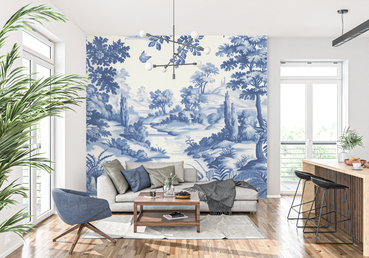 Papier Peint Toile De Jouy Style Boheme - francais