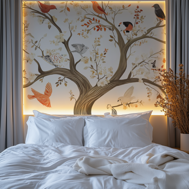 Papier peint arbre animaux chambre premium