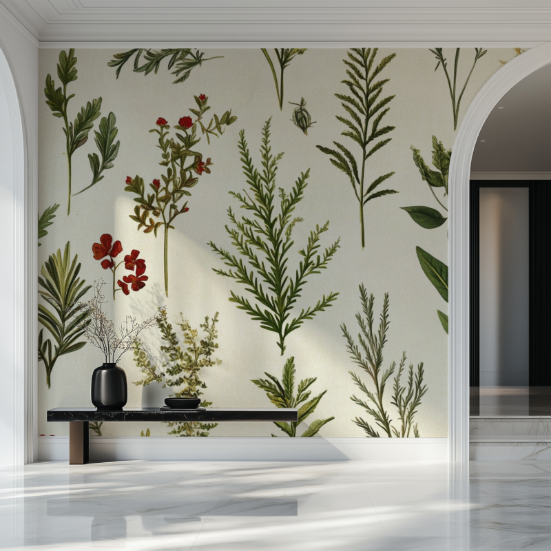 Papier peint vintage vegetal salon beau