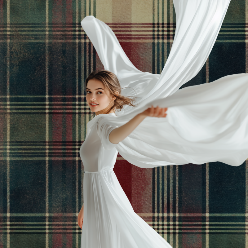 Papier peint vintage tartan modele