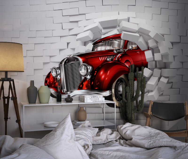 Papier peint xxl voiture chambre dado1