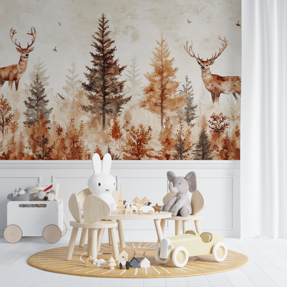 Papier peint foret sauvage chambre de bebe