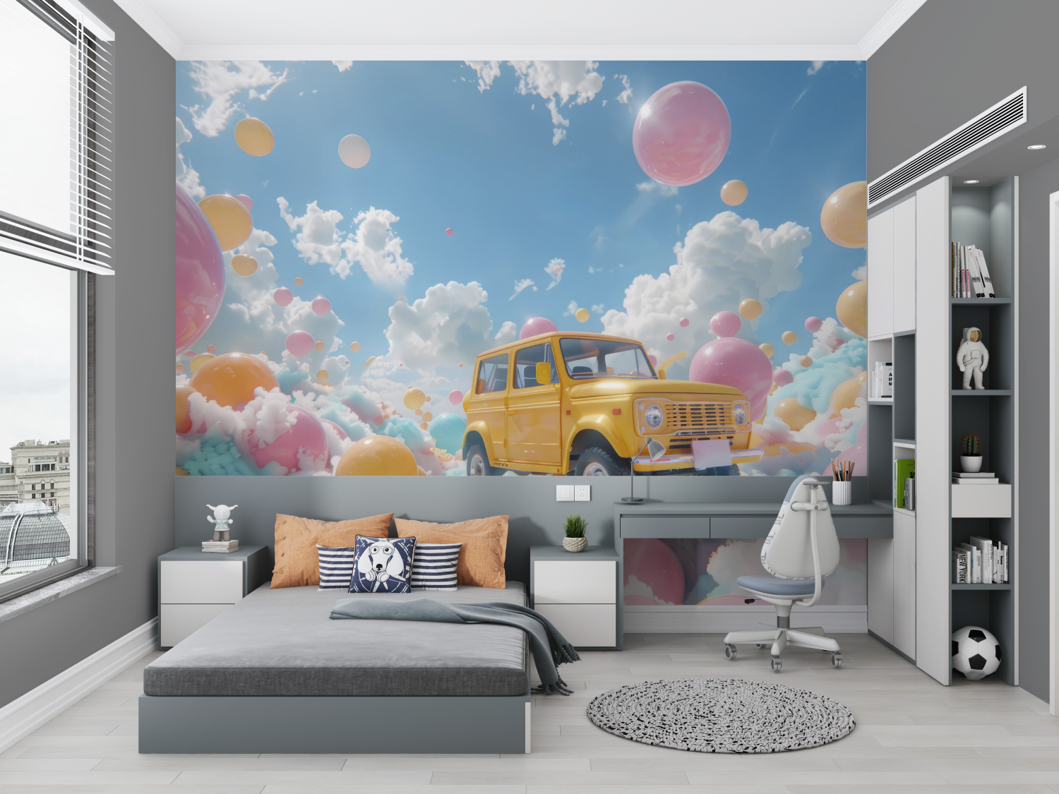 Papier peint voiture enfantin 3d chambre petit