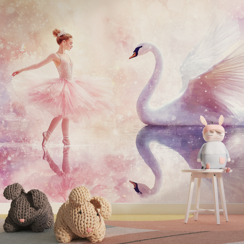 Papier peint princesse cygne no...rine tapisserie pour fille