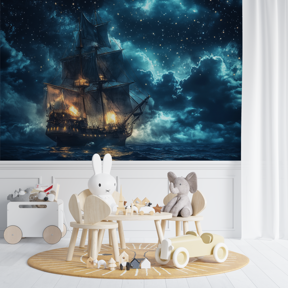 Papier peint pirate navire chambre de bebe