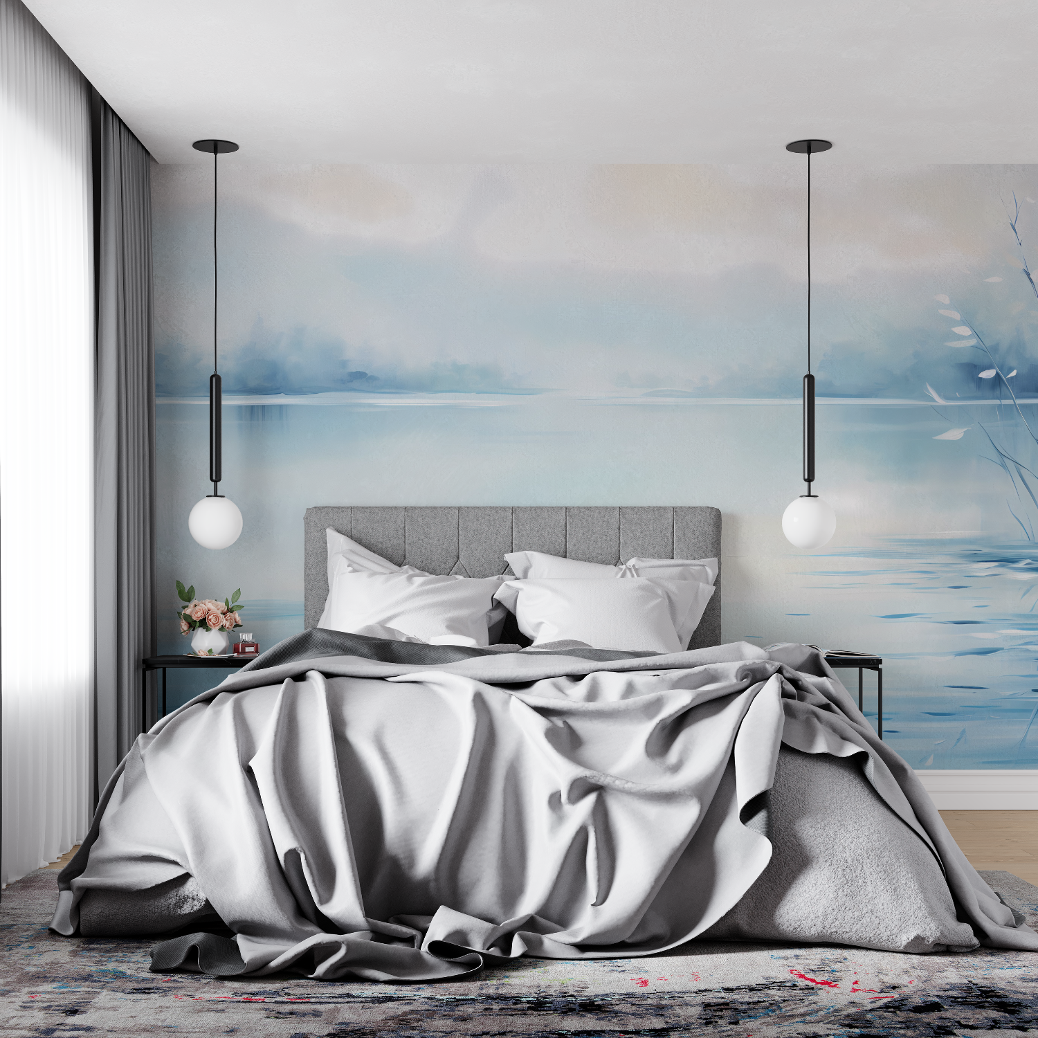 Papier peint aquarelle reflets aquatiques 4murs