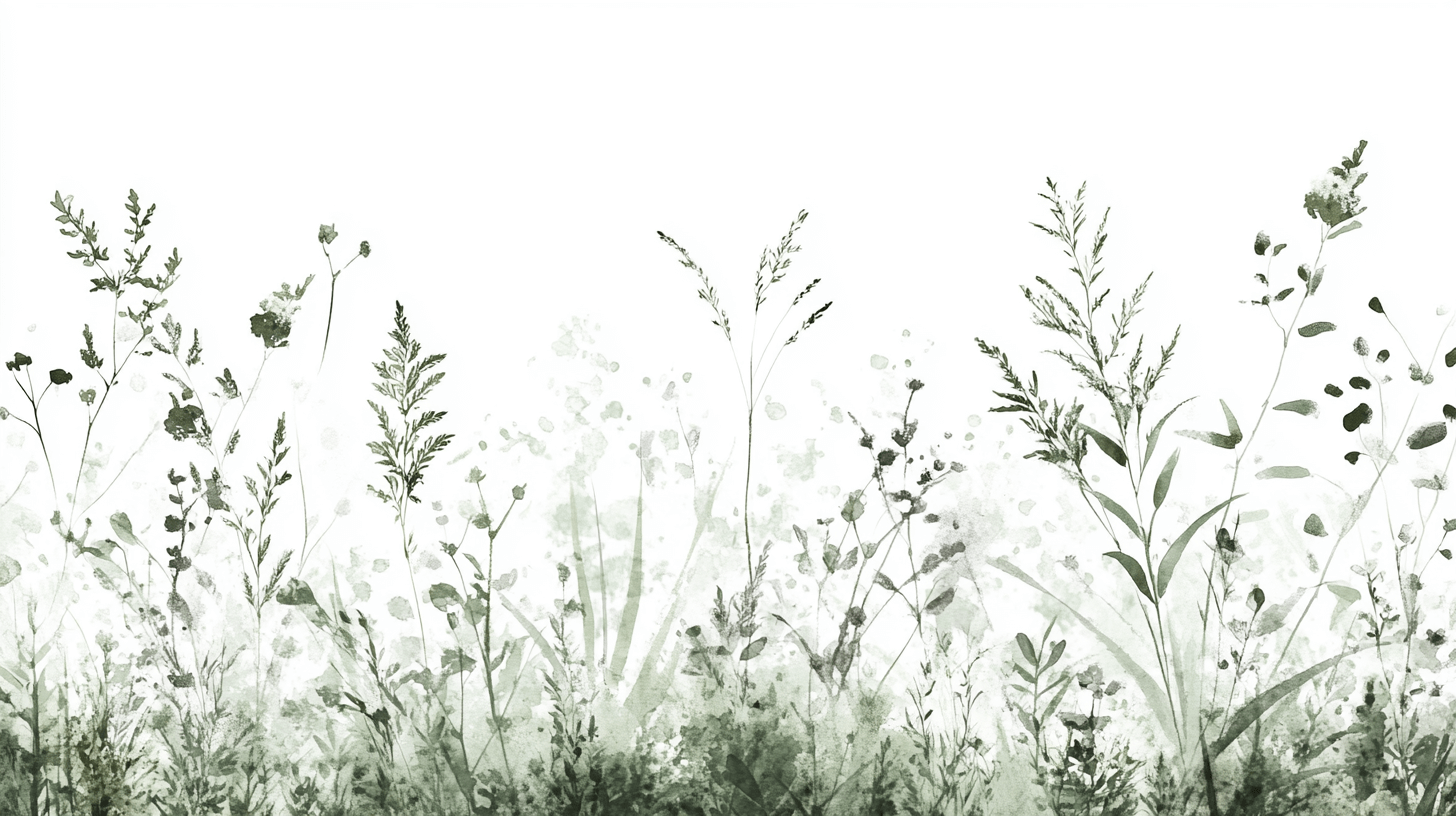 Papier Peint Aquarelle Silhouettes De Plantes Sauvages