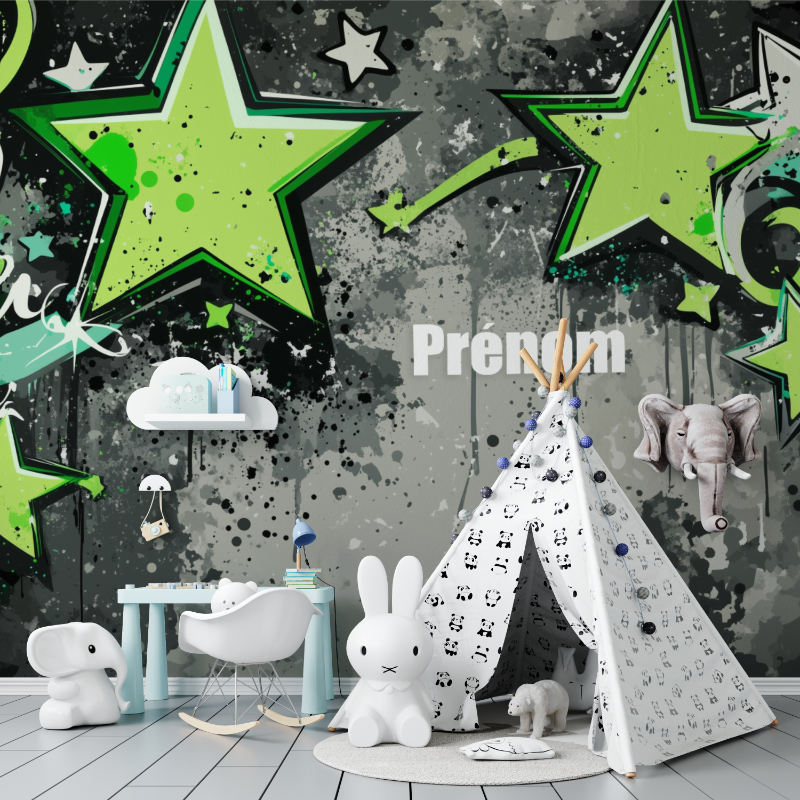 Papier peint prenom graffiti tapisserie murs