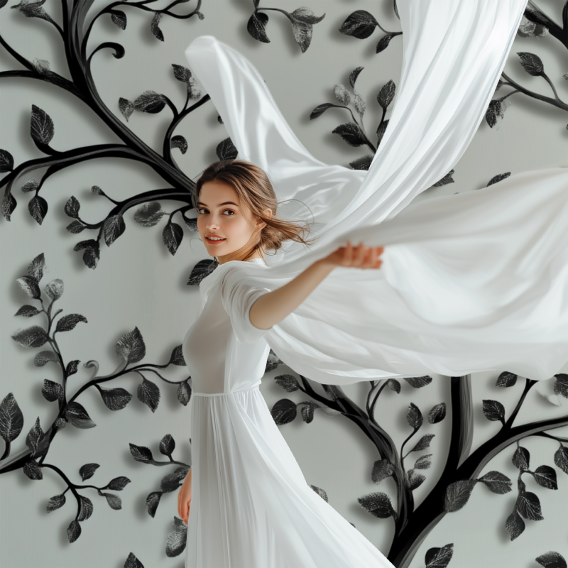 Papier peint arbre noir style baroque modele