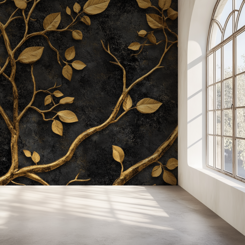 Papier peint arbre luxe mur simple