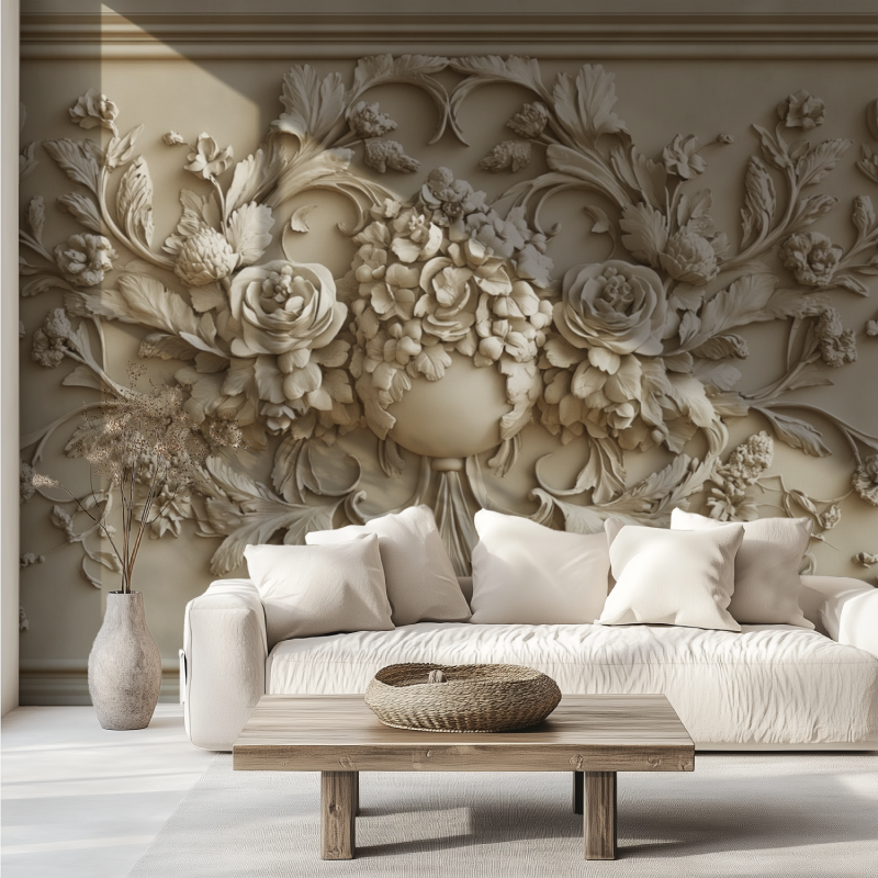 Papier peint trompe loeil souba...ussmannien canape tendance